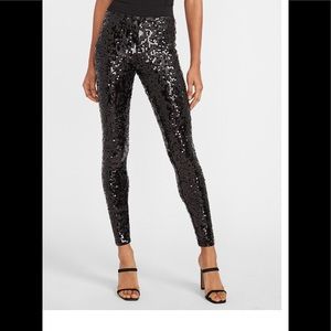 Express black sequin leggings size medium brand new